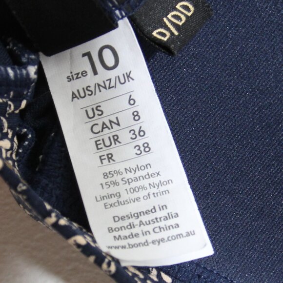 Bond-Eye Australia Nip Tuck Bikini Set Swimsuit Gold Foil Blue Size 6 D/DD - Picture 6 of 14